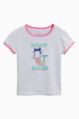 Grey Meow Maid T-Shirt (3-16yrs)